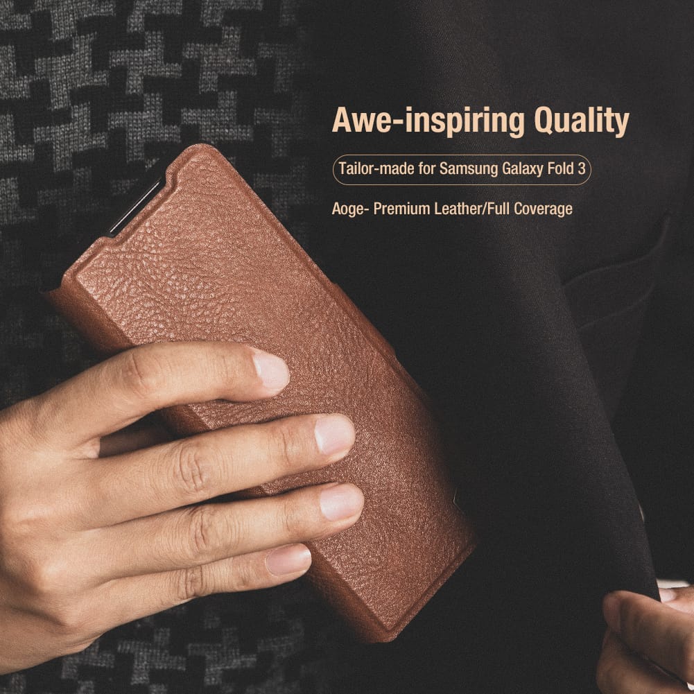 Nillkin Samsung Galaxy Z Fold 3 Leather Cover S Pen Holder Aoge Case