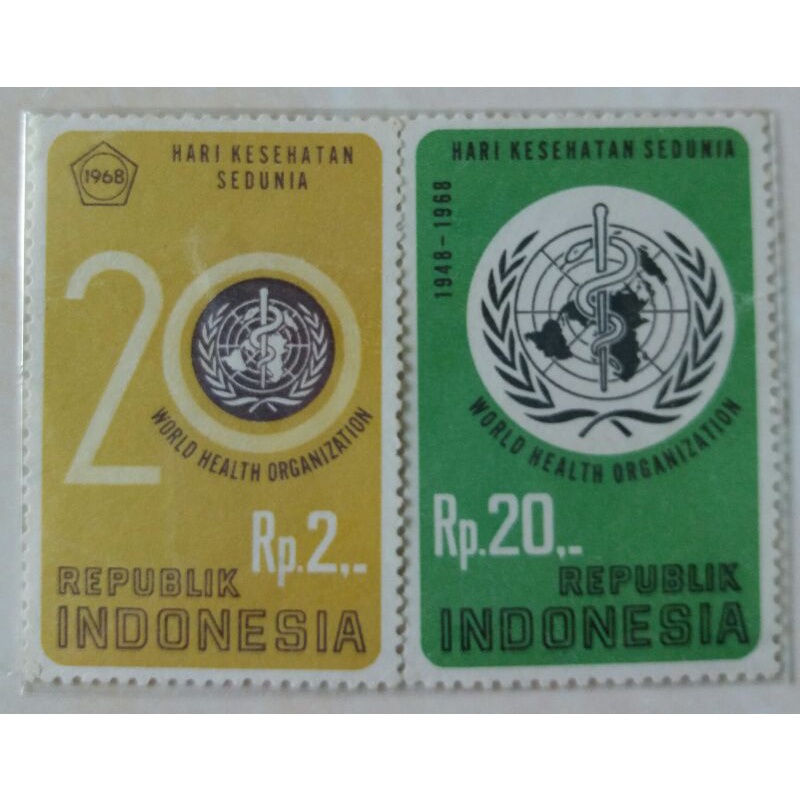 

(AB) Perangko Indonesia 1968 W.H.O. Set Lengkap 2pcs Mint