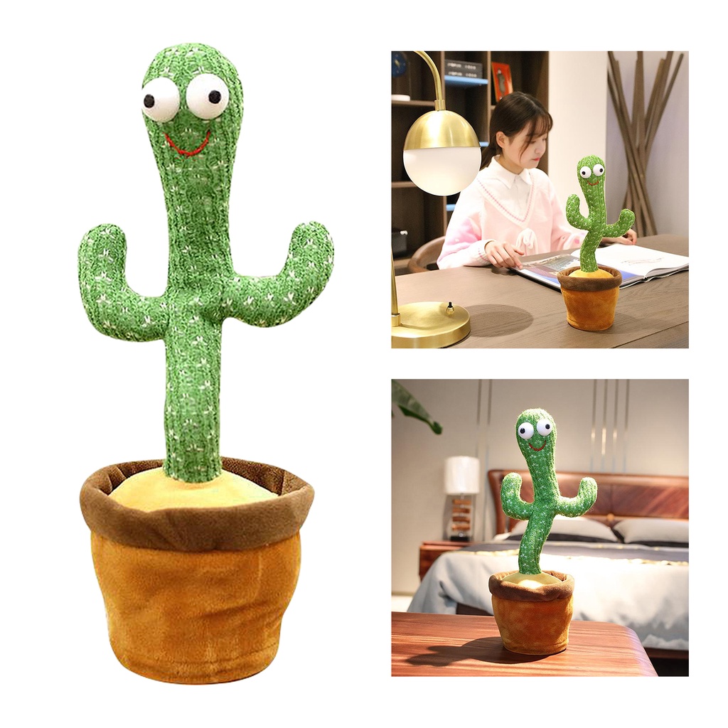 (Homyl2) Plush Stuffed Toys Dancing Cactus Shape Can Move / Rotate / Dance For Home Decoration