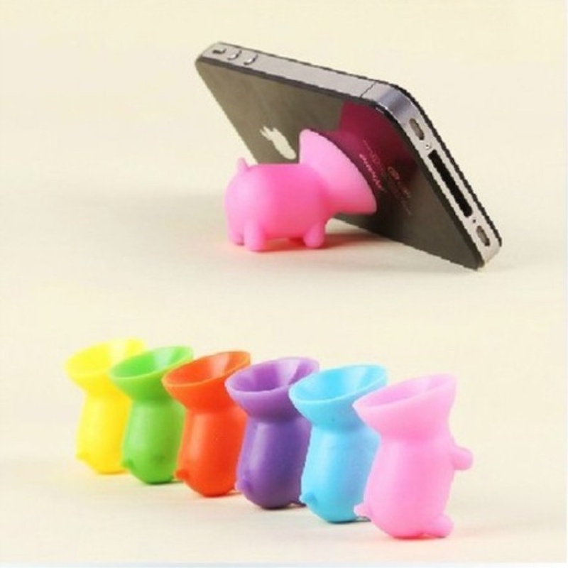 (Warna Acak) Holder Handphone Universal Bentuk Kartun Babi Lucu