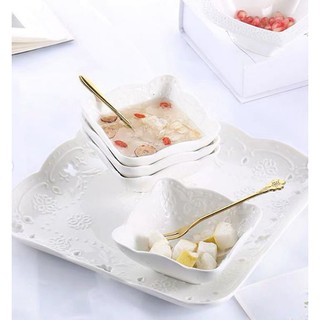  MANGKOK  SAJI MINI KERAMIK  IMPOR MOTIF SHABBY PUTIH BOWL 