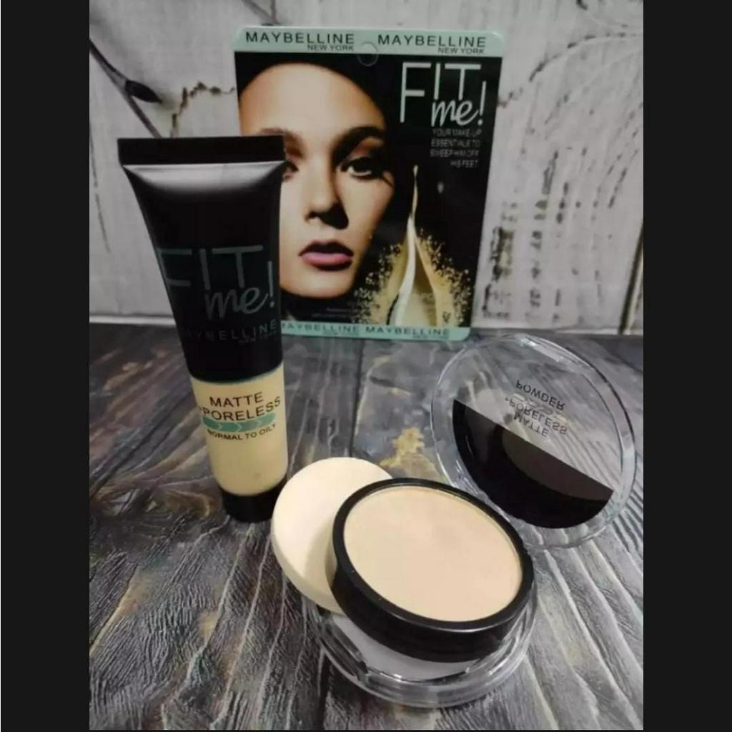 Promo-Fit me Maybelline 2in1 Bedak Padat+Foundation Basah / Make Up Set Maybelline 2in1 Mika Bedak + Foundation