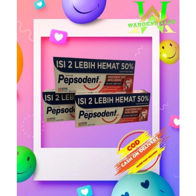 ( Free box packing )Pepsodent 225gr ( isi 2 )