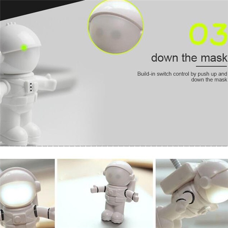 Eshoo Lampu Astronaut Untuk Belajar Anak, Lampu belajar bentuk robot astronot memakai USB,  LED USB Night Light Lamp Flexible Spaceman Astronaut - X01 USB Astronaut Moon Lamp LED Night Light Astros USB Night Lights Sensor Light Creative USB Book Lights