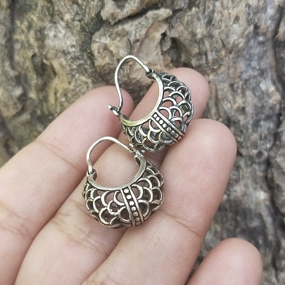 Anting Earrings Perak Bali Jangkar Jawan Asli 925 Wanita Elegan