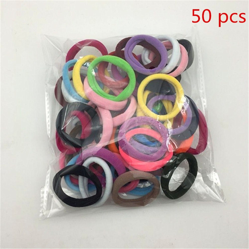 【COD Tangding】50Pcs Candy Colors Simple Elastic Hair Bands Ponytail Holder Hair Accessories Rubber Bands Girls