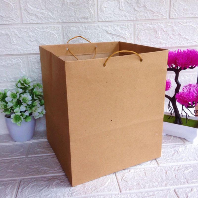 

paper bag kotak nasi ukuran 22x21x25 / paper bag polos