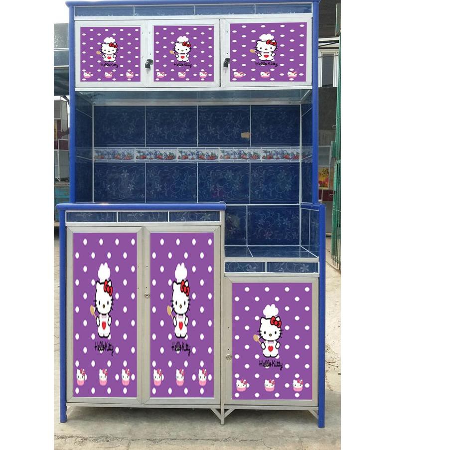 VEZM sticker rak piring motif hello kitty ungu 3 pintu .