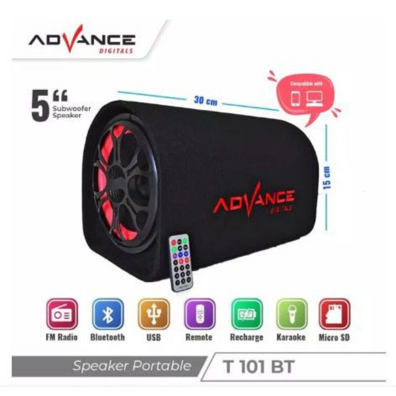 Speaker Tabung Basstube Portable speaker karoeke mobil/Rumah AC/DC  ADVANCE 101BT/VDR 4100/V-4100 BL