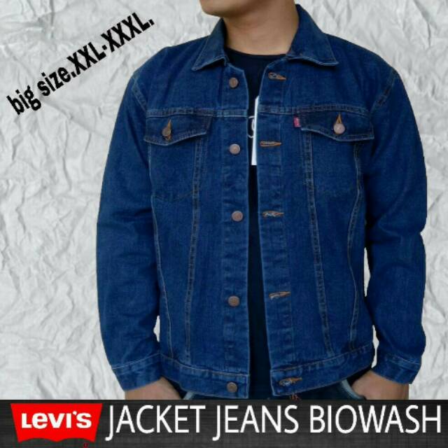 Jaket jeans pria Bahan Jeans tebal Warna Biru muda Hitam 