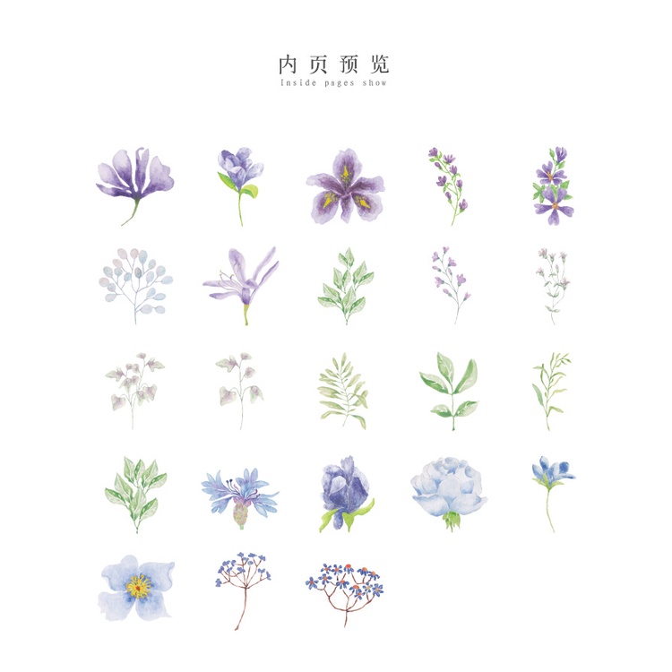 46pcs Stiker Motif Kartun Perempuanbunga Ungu Anti Air Untuk Dekorasi Diaryalbumhandphone Diy