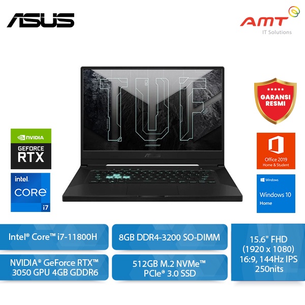 ASUS TUF Gaming F15 FX506HC Laptop 15.6" i7-11800H 8GB RTX 3050 512SSD W10 OHS