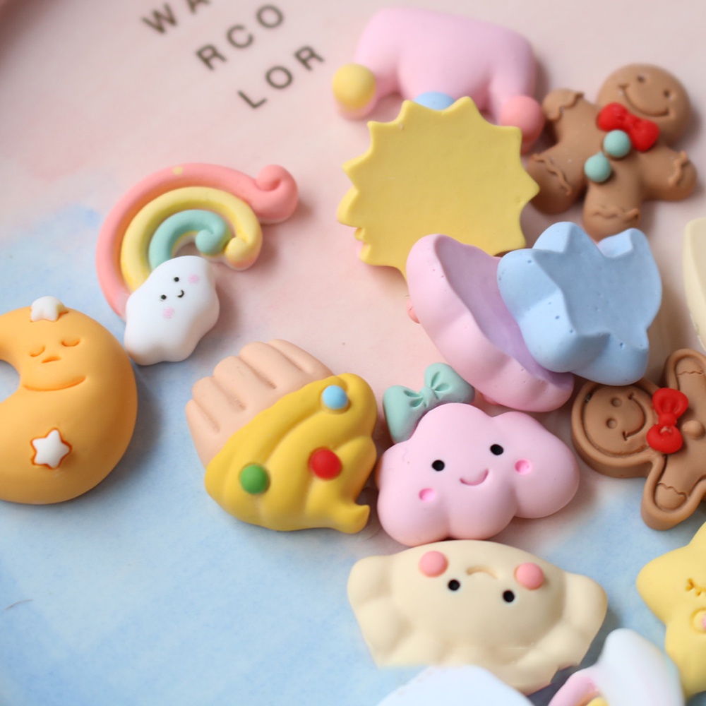 2 Buah DIY Resin Simulasi Kartun Lucu Roti Kukus Rainbow Cake Aksesoris