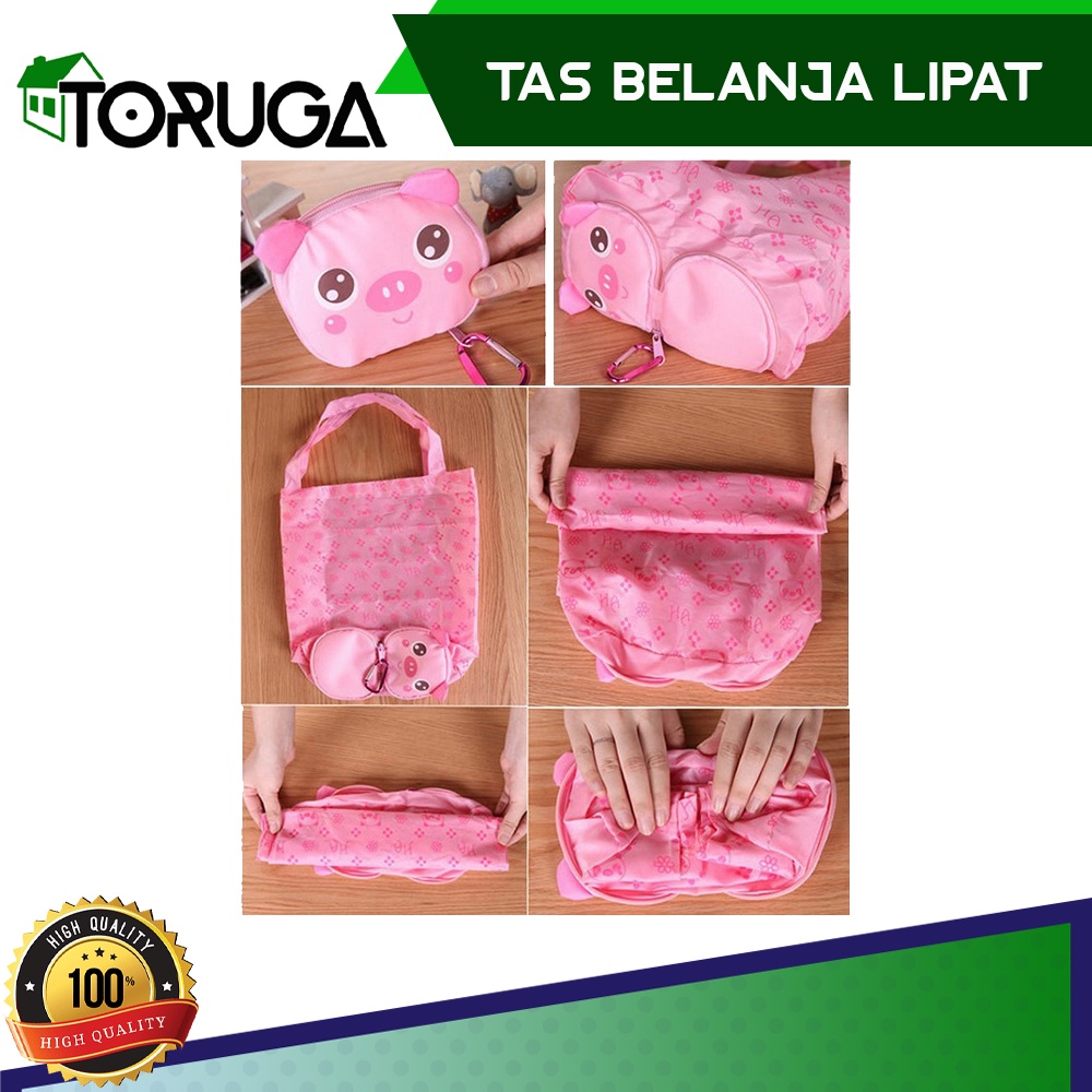 TOTE BAG KARAKTER TAS KANTONG BELANJA LUCU SHOPPING REUSABLE TAS LIPAT MINI