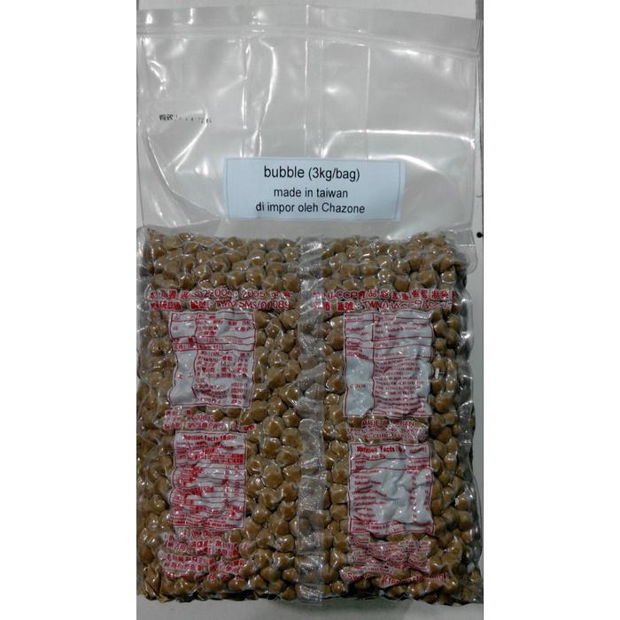 

LAINNYA-KEMASAN-MINUMAN- BUBBLE IMPOR TAIWAN ASLI(TAPIOCA PEARL BUBBLE,3KG/BAG) -MINUMAN-KEMASAN-