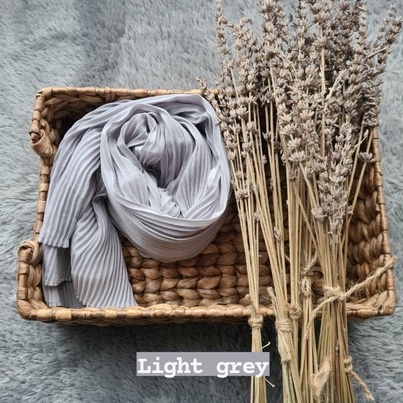 Pashmina Plisket Ceruty Baby Doll Pleated Shawl Full Lidi Hijab Ukuran 180 x 75 Jilbab Instant-HJ PLISKET LIGHTGREY