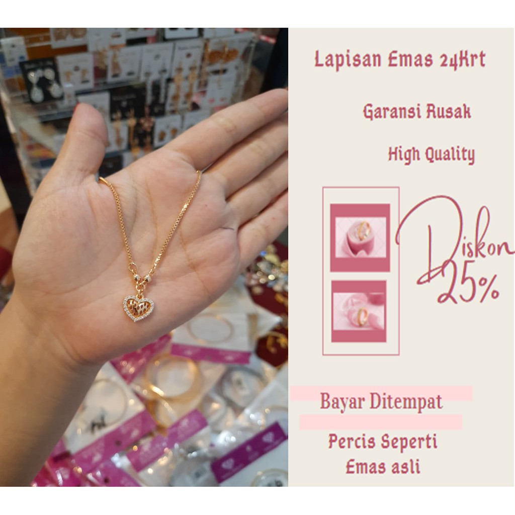 kalung wanita kalung lapis emas 24krt aksesoris wanita kalung emas