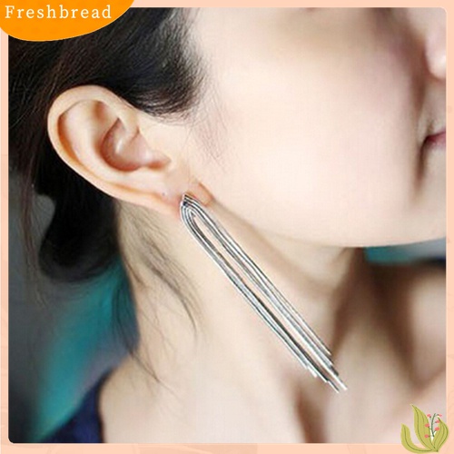 [TERLARIS]Women Party Cocktail Wedding Snake Chain Tassel Dangle Post Back Linear Earrings