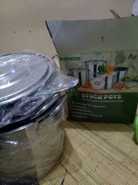 Panci Set Stockpot Dan Steamer Set Stainless Steel Free Cupit