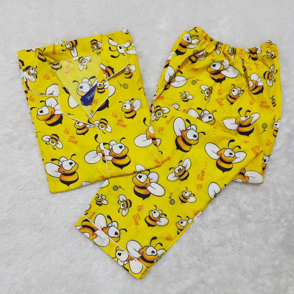 VeriFel Piyama Dewasa - JUMBO Promo Murah Setelan CP Fit 75-85kg / 3L-CP Lebah Kuning