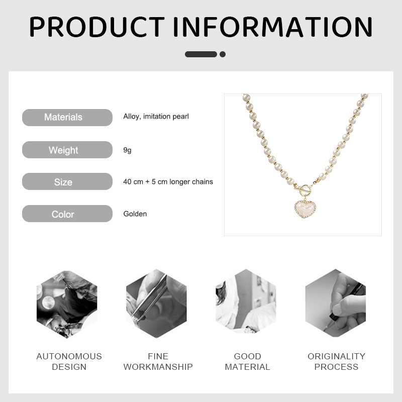 2023 Terbaru❤️Kalung Cinta Mutiara Wanita Korea Liontin Rantai Klavikula Anti Karat Dan Anti Luntur Kalung  Hadiah Ulang Tahun Kado Fashion Aksesoris COD