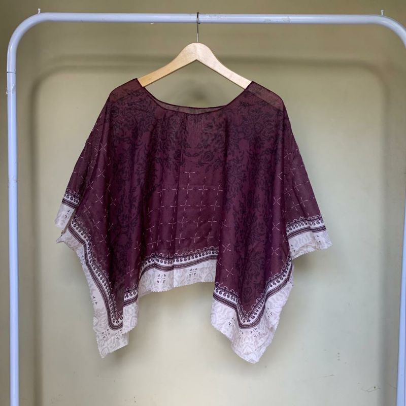 Outer kimono scraf premium-Hazel maroon