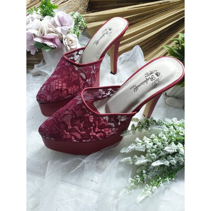 sepatu seyla wedding merahmaroon 12cm