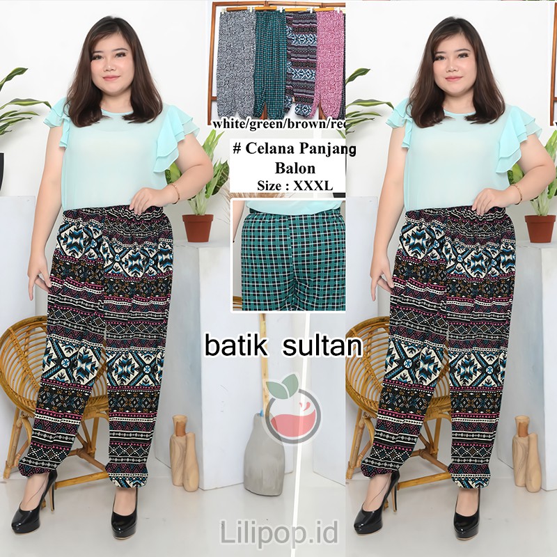 Celana Kulot Jumbo Wanita XXXL Balon Pants Panjang Big Size Murah Lilipop