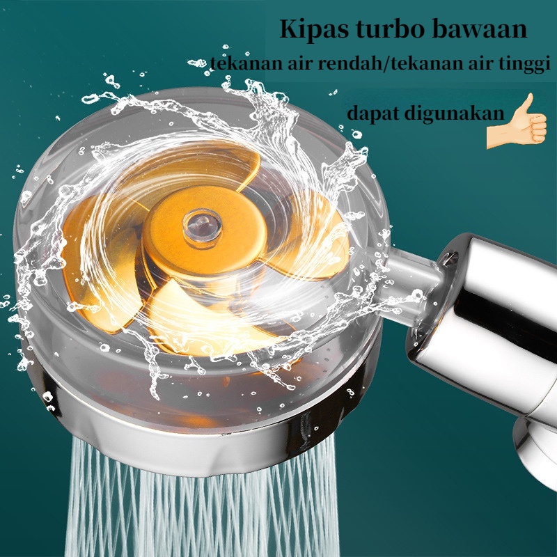 Turbo Fan Shower Head Water Saving High-Pressure Rainfall Bathroom