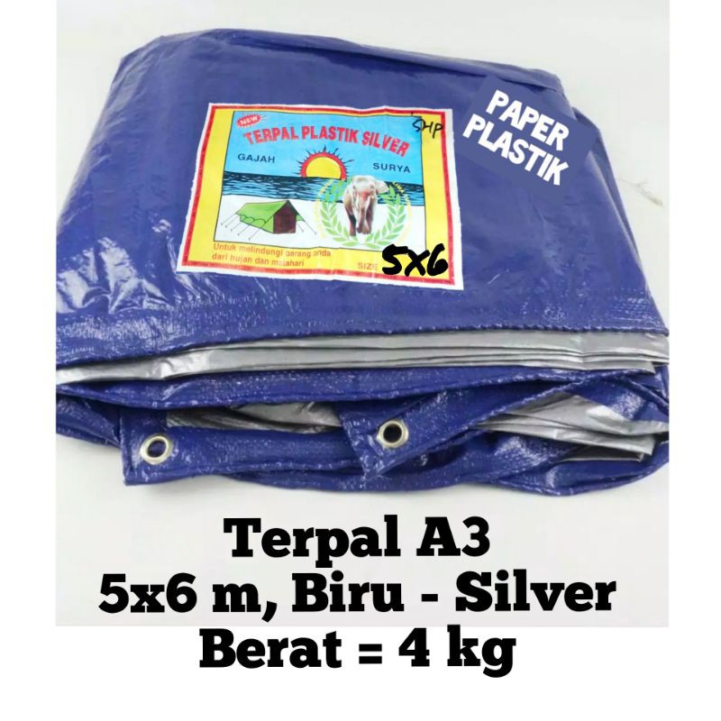 Terpal 5x6 Silver Biru A3 Kolam Lele Bak Truck Mobil Tanaman Jemur Gabah Warung Tenda