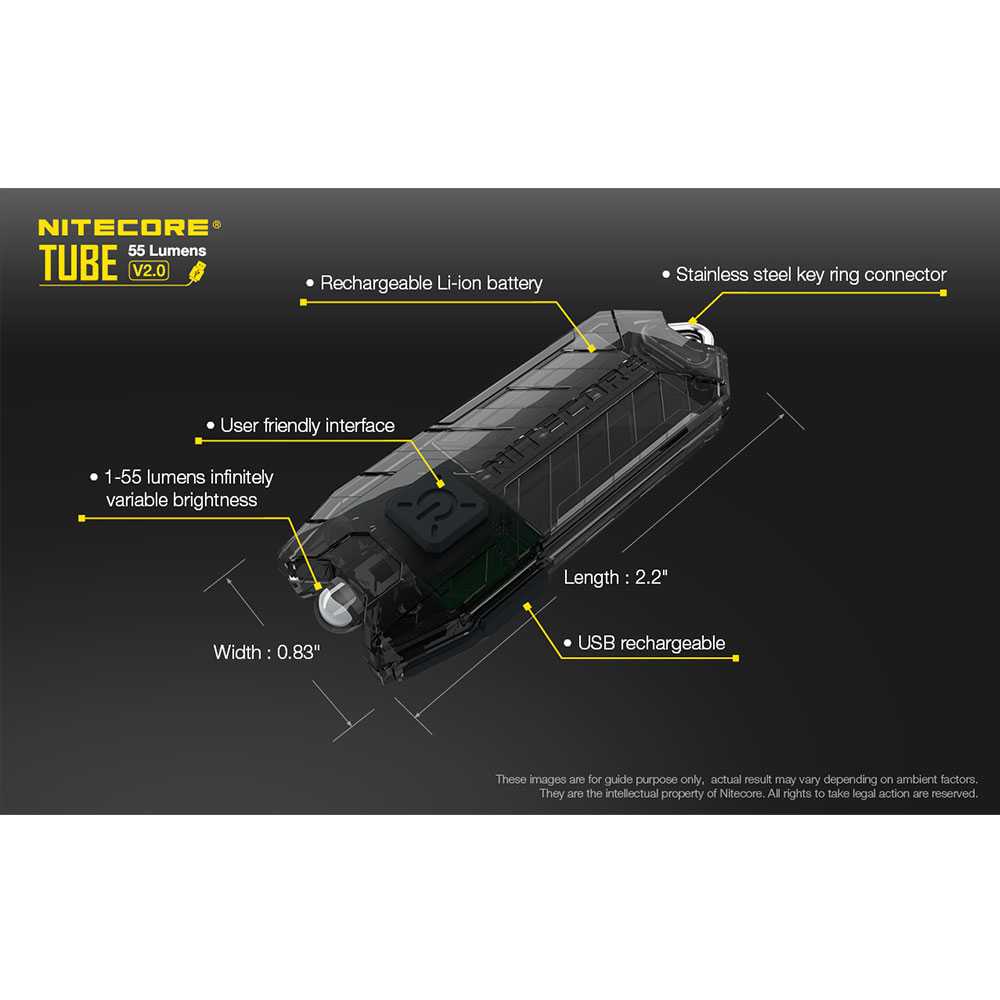 IDN TOOLS - NITECORE Tiny Series Tube V2.0 USB Rechargeable Keychain Light 55lm