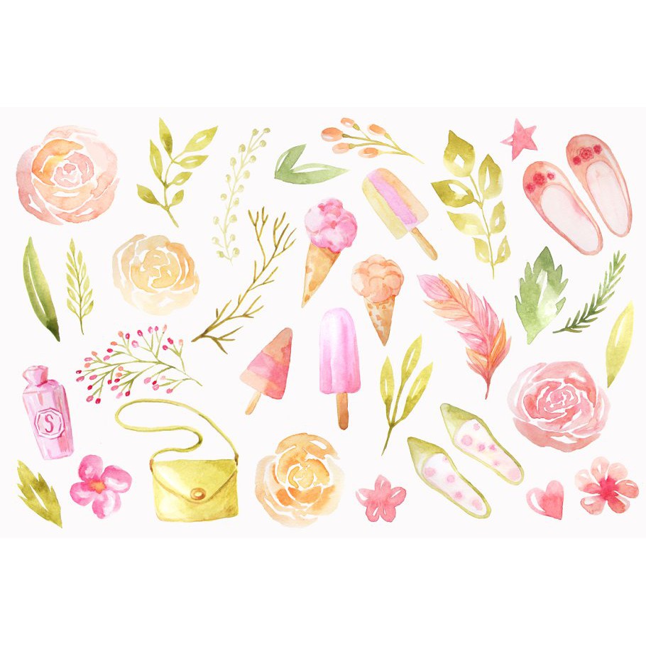 Summers Watercolor Floral Bundle - JPEG Ultra HD