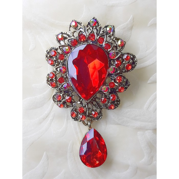 Dijual Bros Bross Jilbab Hijab Kebaya Batu kristal Mahkota mewah premium - Merah Terlaris