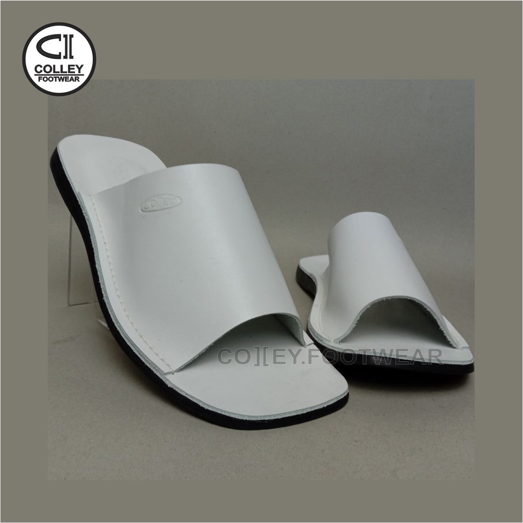 COD - SANDAL PUTIH FULL KULIT ASLI 100% / SANDAL KASUAL PRIA COLLEY / PUTIH CLY-SB1-040