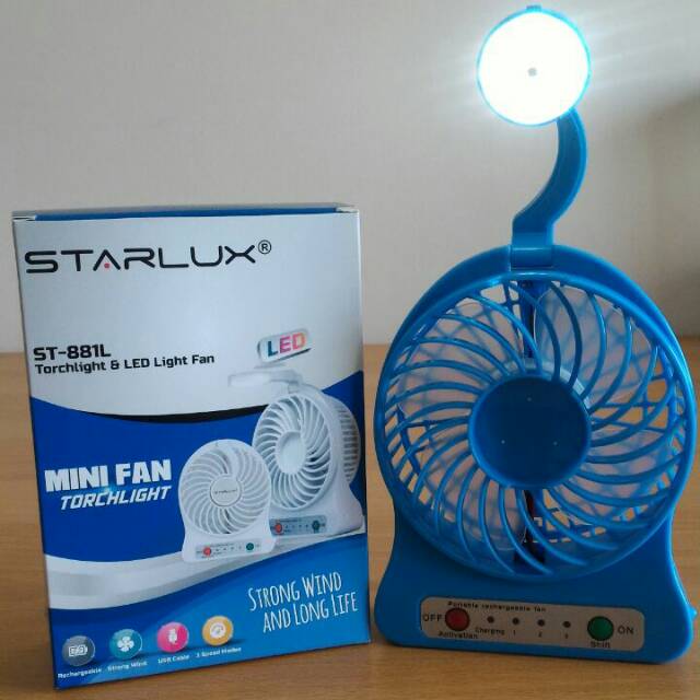 Kipas mini portable ac/dc Starlux+Lampu led