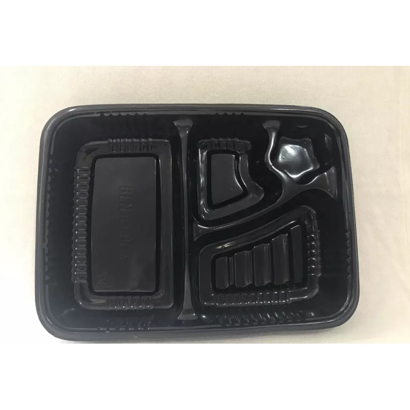 PROMO Box Bento Anak Sekolah Nasi Kotak Makan Bekal Katering Mika Pas Hitam Sekat 4 BPA Free Katerin