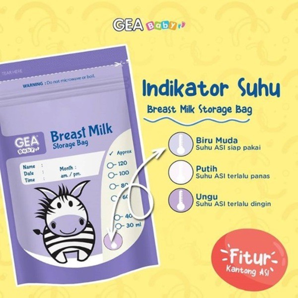 TERMURAH! GEA Baby Breast Milk Storage Bag 120ml Pouch Safari &amp; Mammals Reborn Edition - Kantong Asi