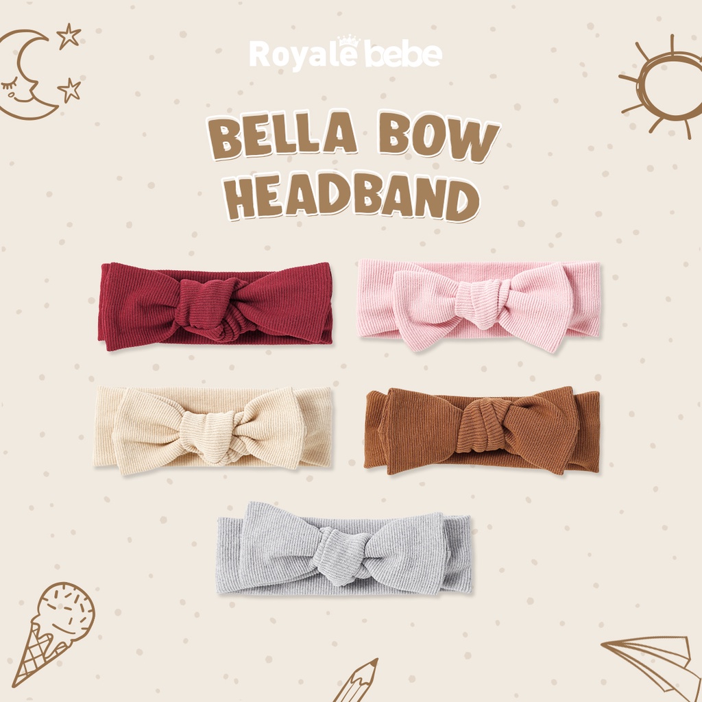 ROYALE BEBE HEADBAND BELLA BOW HEADBAND PITA BANDANA BAYI FASHION ANAK PERMPUAN