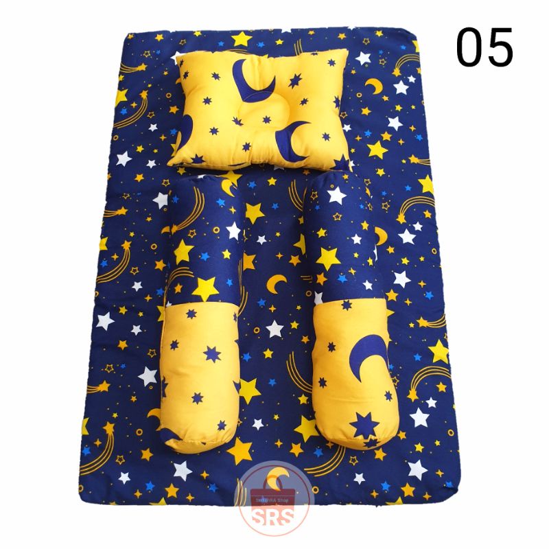 1 Set Kasur Bayi CARACTER (1 Kasur +1 Bantal +2 Guling) Tempat Tidur Bayi / Matras Lipat Bayi