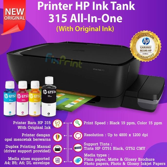 

Printer HP Ink Tank 315 Print Scan Copy Inktank Infus original 319