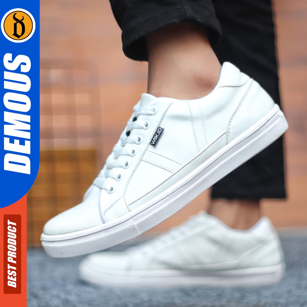 Sepatu Sneakers Pria Sepatu Casual Pria Kulit Pu Sepatu Kerja Kuliah Kondangan Sepatu Hitam Pria DEMOUS GUMO