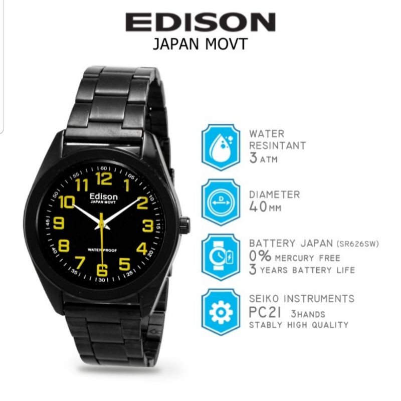 Jam Tangan Edison AR EL 252.2 R EG 252.2 R Waterproof Japan Movement