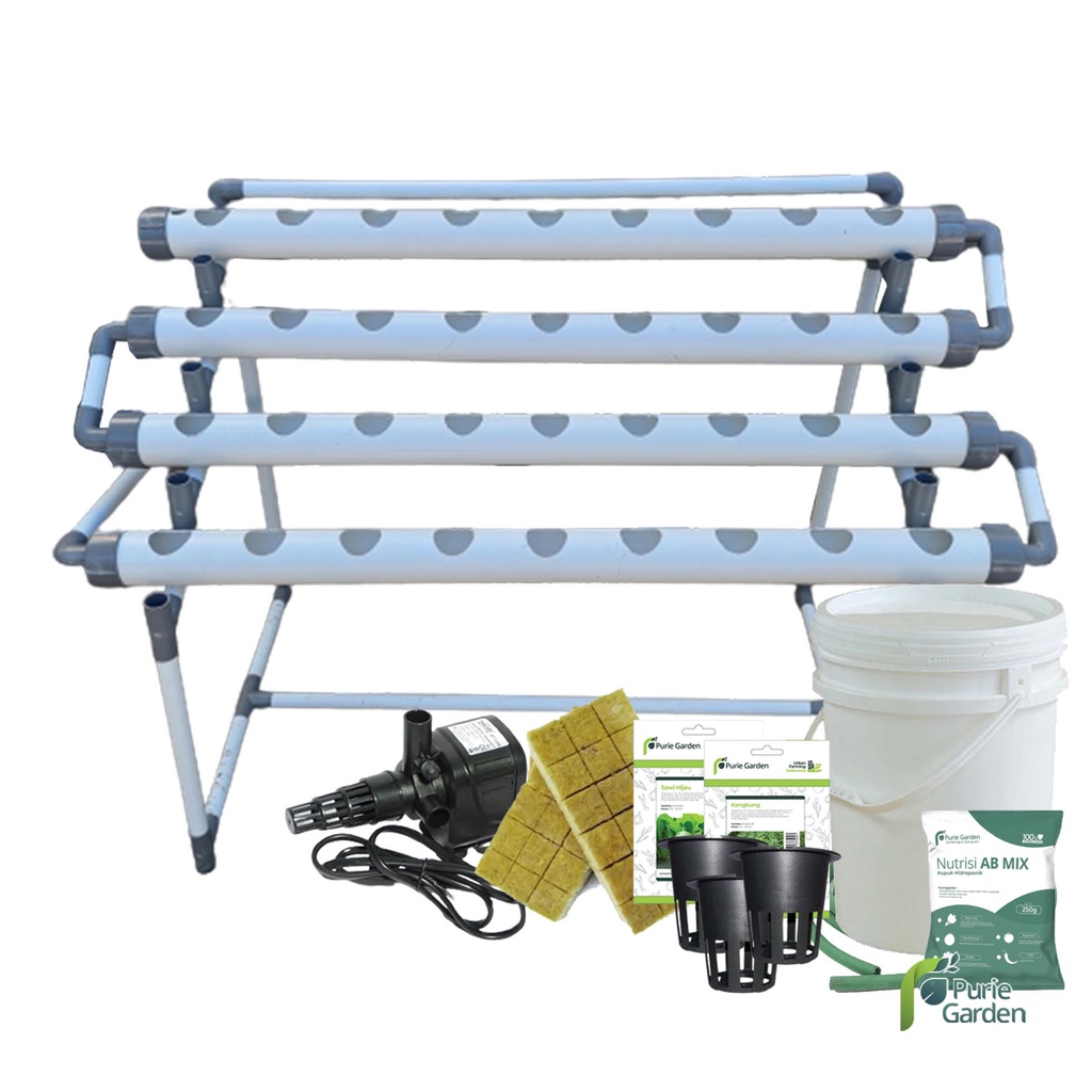 Paket Instalasi Modul Hidroponik DFT 36 Lubang Purie Garden PG SBY