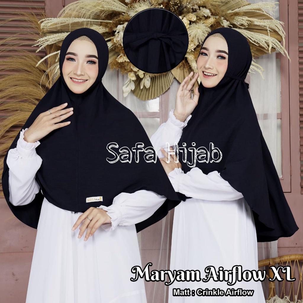 Bergo Maryam Air Flow Crinkle Khimar Airflow Crinkle XL Hijab Instan Termurah SAFA Hijab