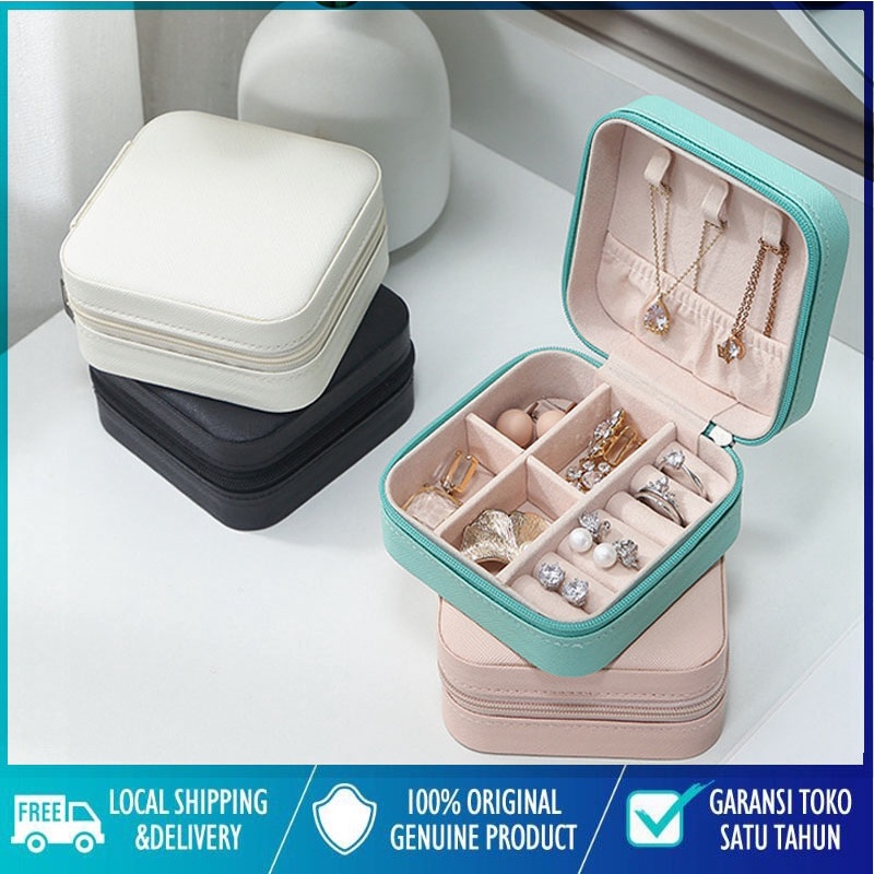 New Portabel Perjalanan Mini Kotak Perhiasan Kulit Perhiasan Cincin Organizer Case Kotak Perhiasan Mini Ready Stock