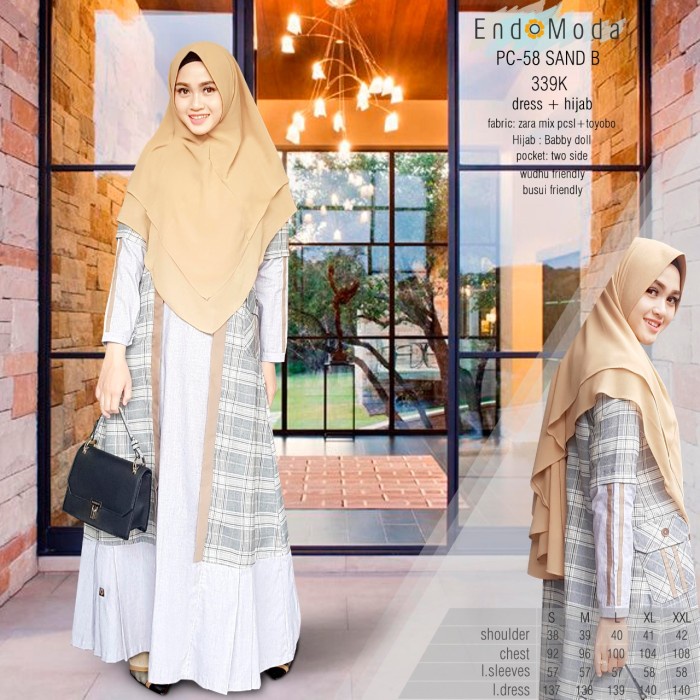 PREMIUM GAMIS SET PC 58 SAND - ENDOMODA - GAMIS MUSLIM SYARI - S
