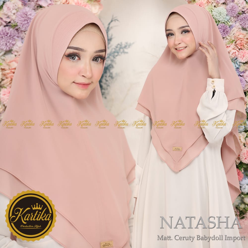 Jilbab Instan Khimar Nathasa Ceruty 2 Layer  Pad Antem By Kartika