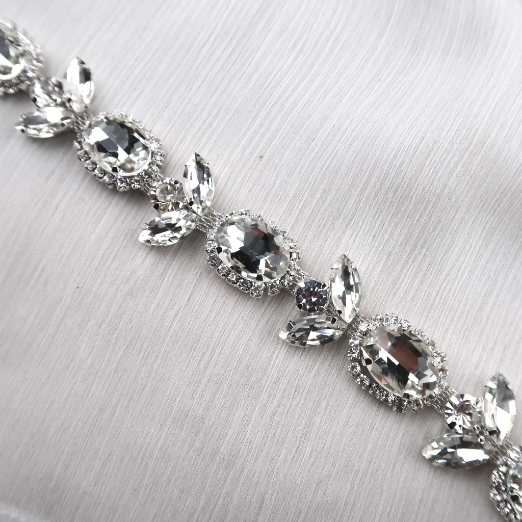 Payet Rangkai Agnes | Kristal Swarovski Cantik Mewah Import Jahit Tempel Fancy Bridal Rhinestone | I