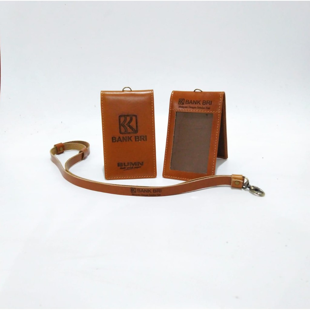 

Name Tag ID Card Holder Logo BRI Kulit Asli