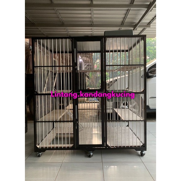 Kandang Kucing 2 Tingkat Aluminium Minimalis rumah kucing kandang kucing 2 kamar